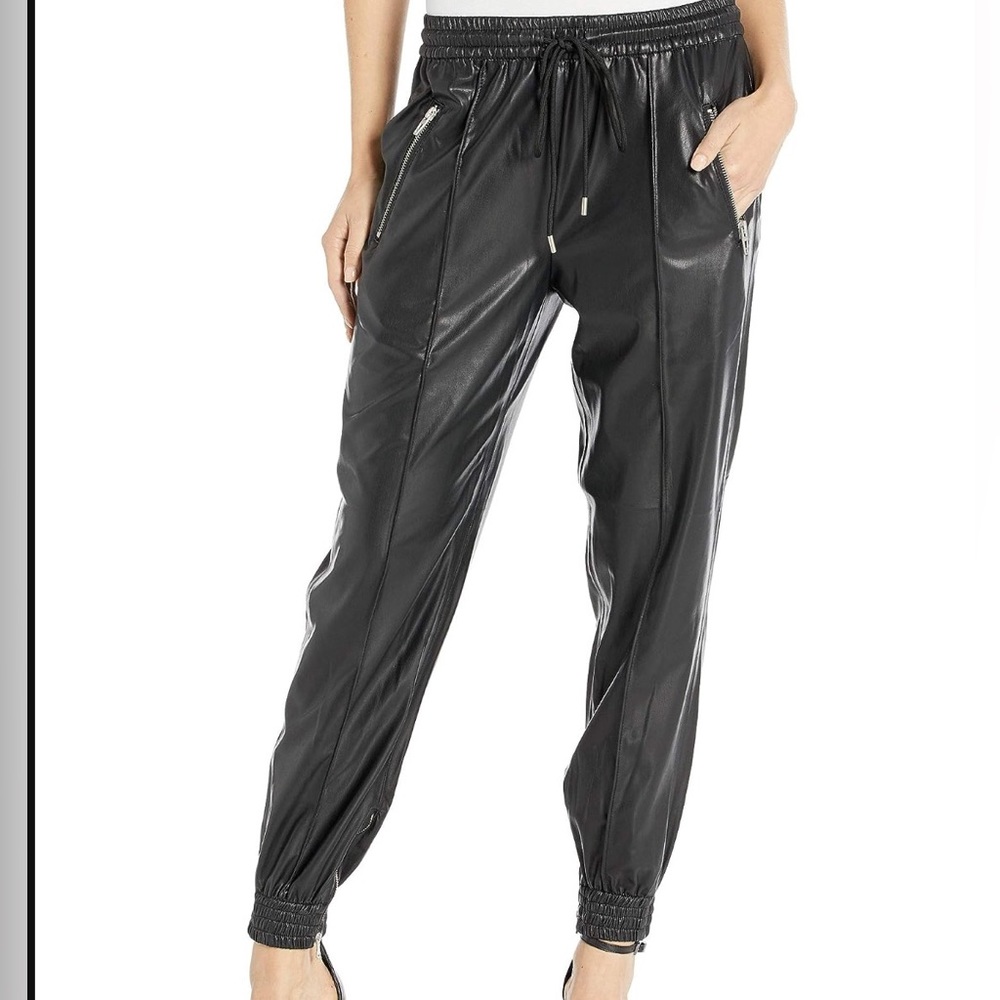 Blank NYC faux leather drawstring joggers